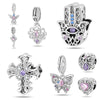 Jewelry Accessories Bracelet Copper Silver Plated Romantic Classical Butterfly Cross Key Charm Beads Dripping Oil Design