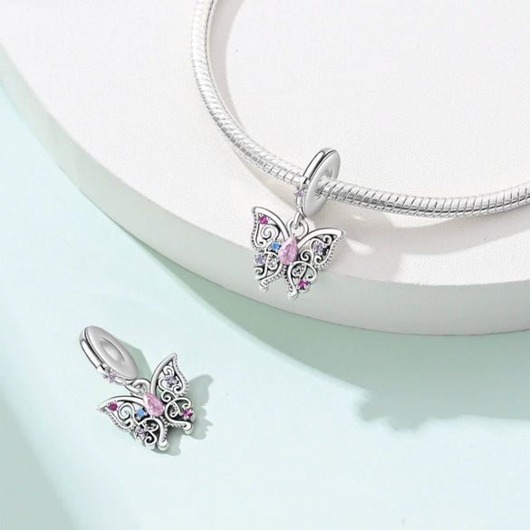Jewelry Accessories Bracelet Copper Silver Plated Romantic Classical Butterfly Cross Key Charm Beads Dripping Oil Design