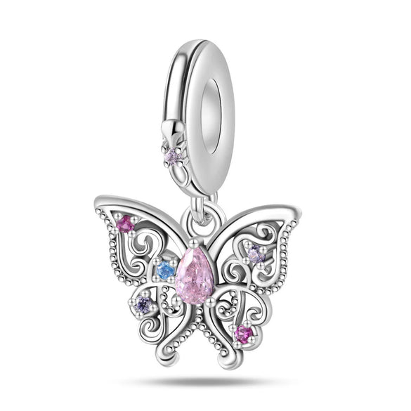 Jewelry Accessories Bracelet Copper Silver Plated Romantic Classical Butterfly Cross Key Charm Beads Dripping Oil Design