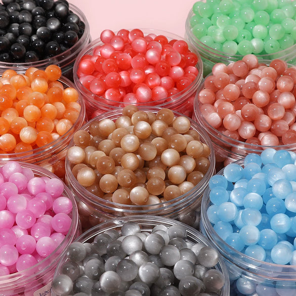 Jewelry Accessories Bracelet Diy Handmade Beaded Material With Plastic And Resin Round Bead Imitation Cat Eye