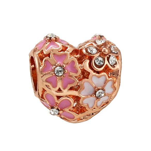 Jewelry Accessories Bracelet Metal Beaded With Love Painting Oil Exquisite Rose Totem Pattern Electroplating