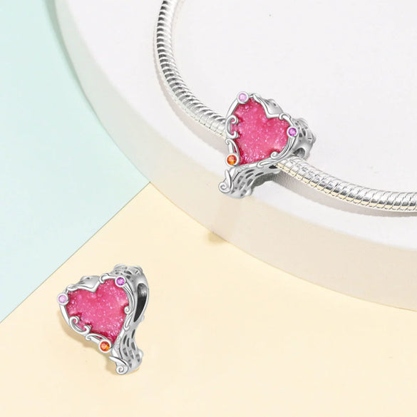 Jewelry Accessories Bracelet Pink Star Beads 925 Silver Plated Dripping Oil
