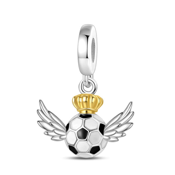 Jewelry Accessories Bracelet 925 Silver Cupronickel Plated Lucky Football Hanging Beads Dripping Oil Design