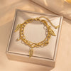 Jewelry Accessories Bracelet Titanium Steel Double Layer Stacked Wearing Leaf Pendant Fuel Injection