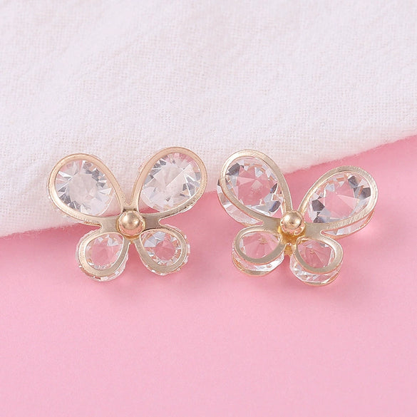 Jewelry Accessories Butterfly Alloy Electroplated Embedded Zircon Bare Diamond Mobile Phone Shell Stick Drill Material Wholesale