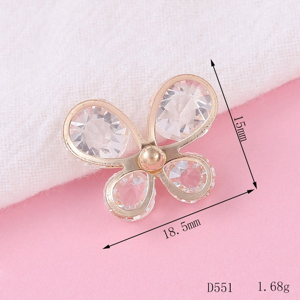 Jewelry Accessories Butterfly Alloy Electroplated Embedded Zircon Bare Diamond Mobile Phone Shell Stick Drill Material Wholesale