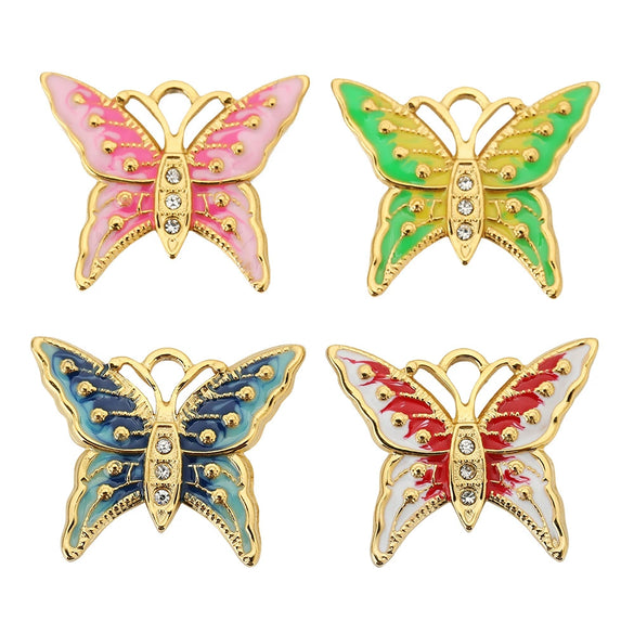 Jewelry Accessories Butterfly Pendant Dripping Oil Stainless Steel Love Pattern Diy Handmade Necklace Accessory