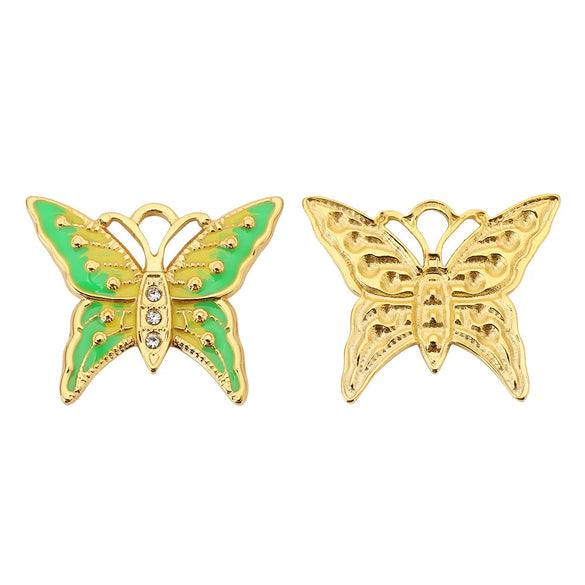 Jewelry Accessories Butterfly Pendant Dripping Oil Stainless Steel Love Pattern Diy Handmade Necklace Accessory
