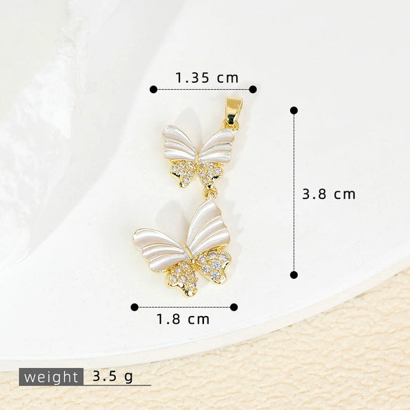 Jewelry Accessories Butterfly Pendant Earrings Necklace Copper Electroplated Micropaved Zircon Animals Zodiac Cartoon Style