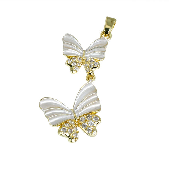 Jewelry Accessories Butterfly Pendant Earrings Necklace Copper Electroplated Micropaved Zircon Animals Zodiac Cartoon Style