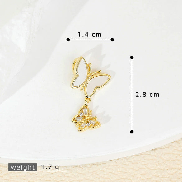Jewelry Accessories Butterfly Pendant Earrings Necklace Copper Electroplated Micropaved Zircon Animals Zodiac Cartoon Style