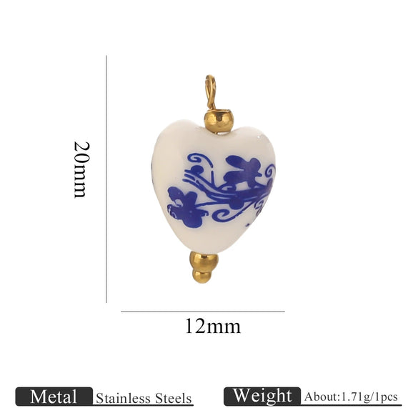 Jewelry Accessories Ceramic Pendant Stainless Steel Handmade Totem Curved Needle Earrings