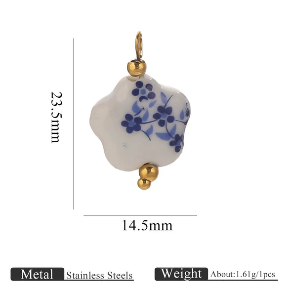 Jewelry Accessories Ceramic Pendant Stainless Steel Handmade Totem Curved Needle Earrings