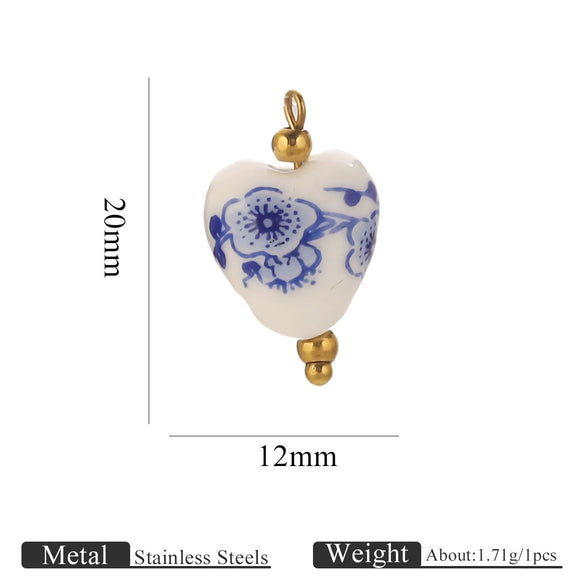 Jewelry Accessories Ceramic Pendant Stainless Steel Handmade Totem Curved Needle Earrings