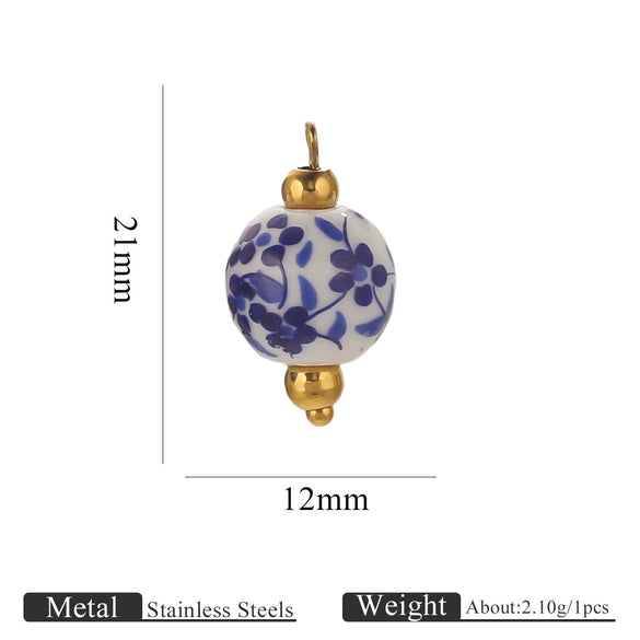 Jewelry Accessories Ceramic Pendant Stainless Steel Handmade Totem Curved Needle Earrings