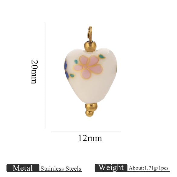 Jewelry Accessories Ceramic Pendant Stainless Steel Handmade Totem Curved Needle Earrings
