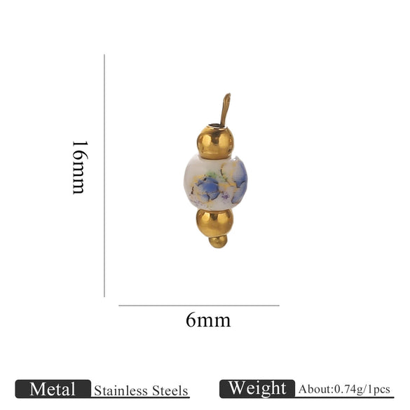 Jewelry Accessories Ceramic Pendant Stainless Steel Handmade Totem Curved Needle Earrings