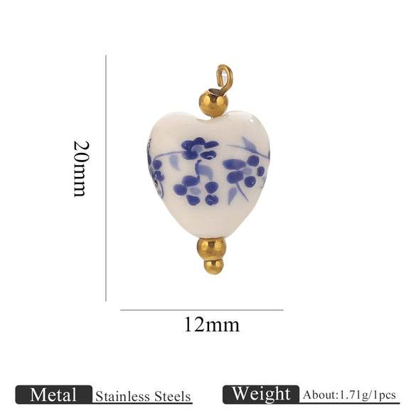 Jewelry Accessories Ceramic Pendant Stainless Steel Handmade Totem Curved Needle Earrings