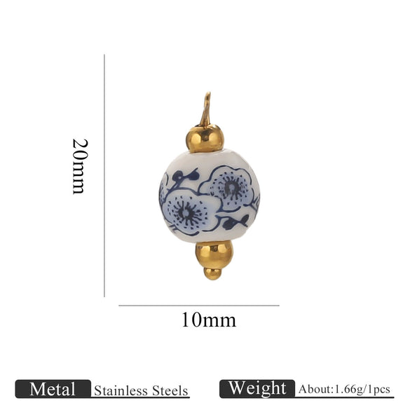 Jewelry Accessories Ceramic Pendant Stainless Steel Handmade Totem Curved Needle Earrings