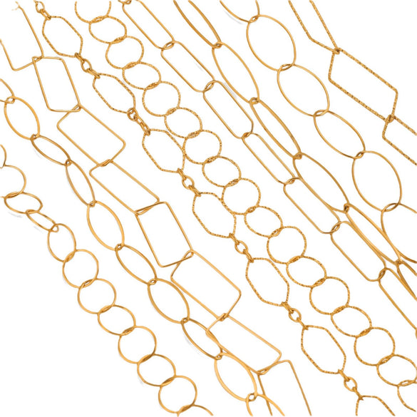 Jewelry Accessories Chain Stainless Steel Handmade Electroplated 18K Real Gold