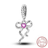 Jewelry Accessories Charm Bracelet 925 Sterling Silver Love Bow Ribbon Pendant Dripping Oil Design