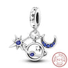 Jewelry Accessories Charm Love Eternal Star And Moon Safety Chain Pendant Bracelet Beads 925 Sterling Silver Dripping Oil Original Design Animal Style
