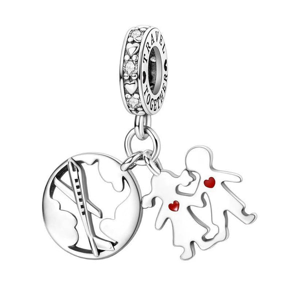 Jewelry Accessories Charm Love Eternal Star And Moon Safety Chain Pendant Bracelet Beads 925 Sterling Silver Dripping Oil Original Design Animal Style
