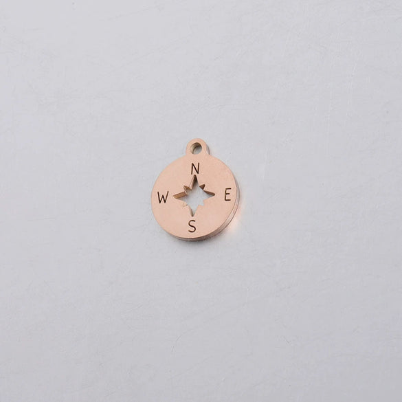 Jewelry Accessories Compass Pendant Stainless Steel Mirror Polished Round Hollow