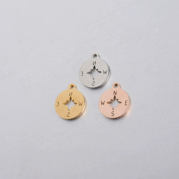 Jewelry Accessories Compass Pendant Stainless Steel Mirror Polished Round Hollow
