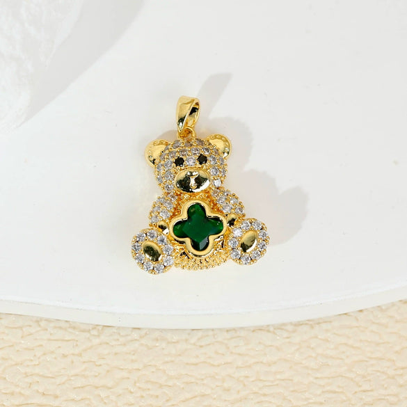 Jewelry Accessories Copper Animals Zodiac Cartoon Style Electroplated Fourleaf Flower Bear Necklace And Earrings