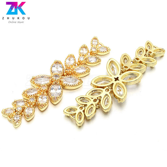 Jewelry Accessories Copper Bead Buckle Flower Chain Pendant Electroplated For Earrings Bracelet Necklace