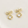 Jewelry Accessories Copper Bow Fourleaf Flower Water Drop Pendant Electroplated Light Luxury Style