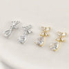 Jewelry Accessories Copper Bow Fourleaf Flower Water Drop Pendant Electroplated Light Luxury Style