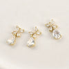 Jewelry Accessories Copper Bow Fourleaf Flower Water Drop Pendant Electroplated Light Luxury Style
