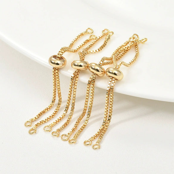 Jewelry Accessories Copper Box Chain Bracelet Material Geometric Style 18K Gold Plated Handmade