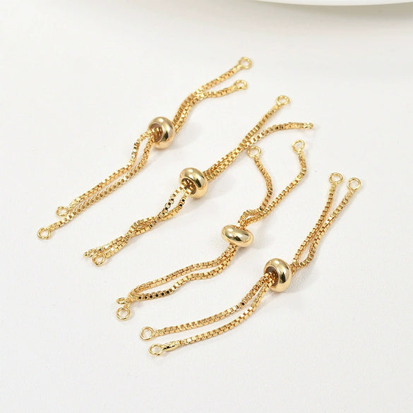 Jewelry Accessories Copper Box Chain Bracelet Material Geometric Style 18K Gold Plated Handmade