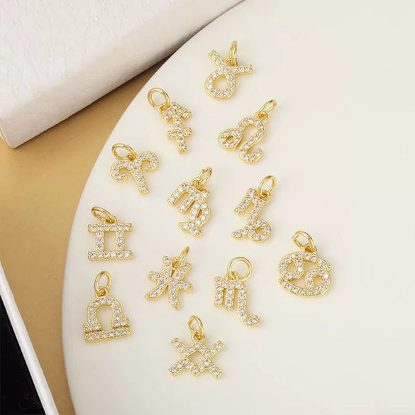 Jewelry Accessories Copper Constellation Small Pendant Charm Earrings Diy Bracelet Necklace With Zirconia
