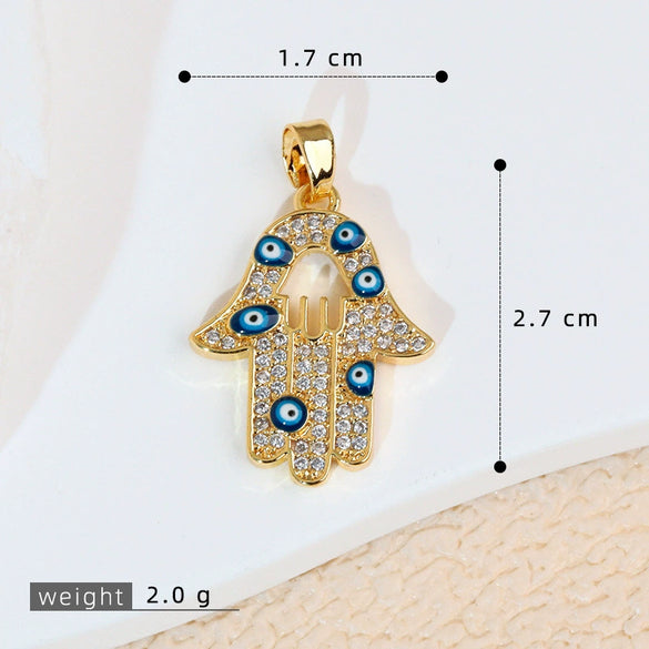 Jewelry Accessories Copper Devil's Eye Palm Pendant Necklace Electroplating