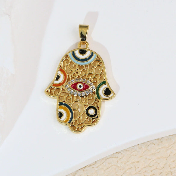 Jewelry Accessories Copper Devil's Eye Palm Pendant Necklace Electroplating