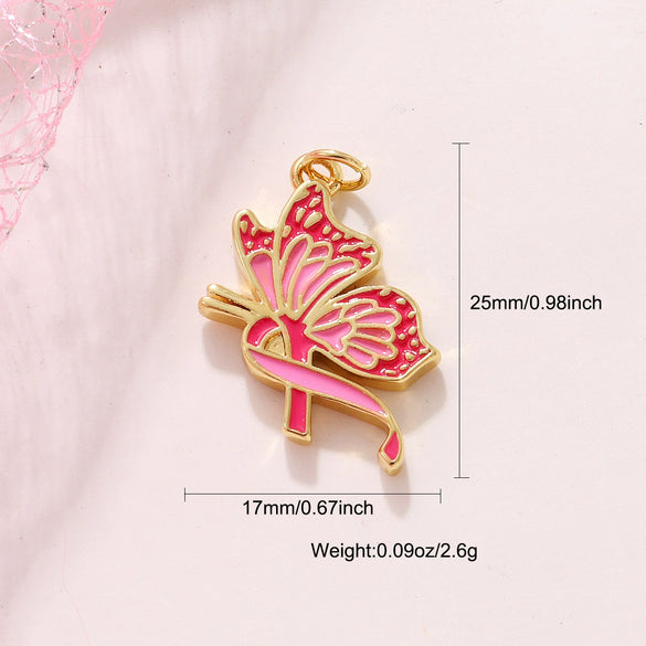 Jewelry Accessories Copper Drop Oil Butterfly Ribbon Pendant