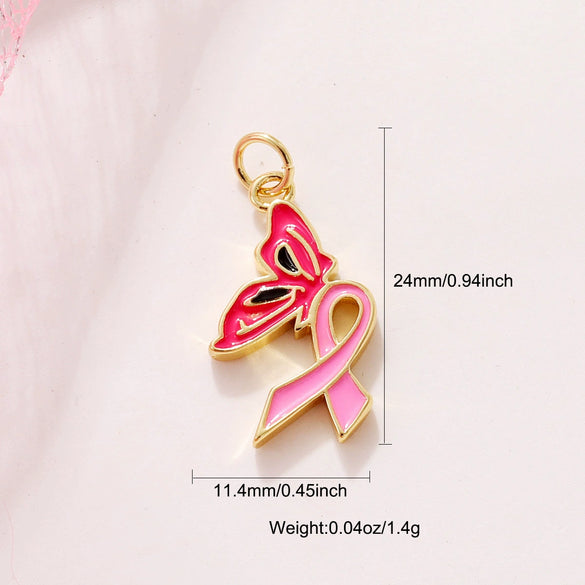 Jewelry Accessories Copper Drop Oil Butterfly Ribbon Pendant