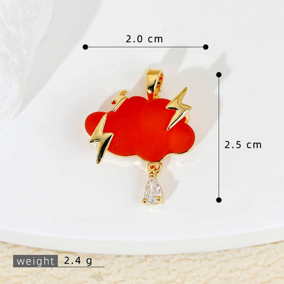 Jewelry Accessories Copper Electroplated Cartoon Lightning Raindrops Cloud Pendant Necklace Earrings Bracelet Clavicle Chain