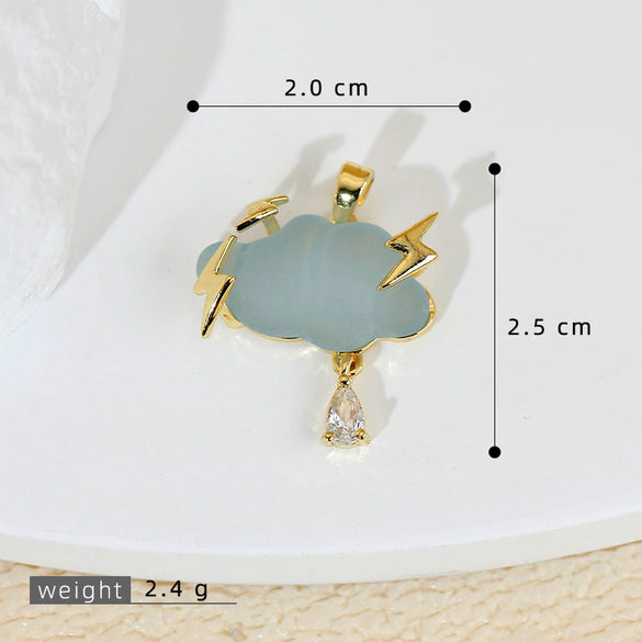 Jewelry Accessories Copper Electroplated Cartoon Lightning Raindrops Cloud Pendant Necklace Earrings Bracelet Clavicle Chain
