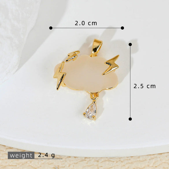 Jewelry Accessories Copper Electroplated Cartoon Lightning Raindrops Cloud Pendant Necklace Earrings Bracelet Clavicle Chain