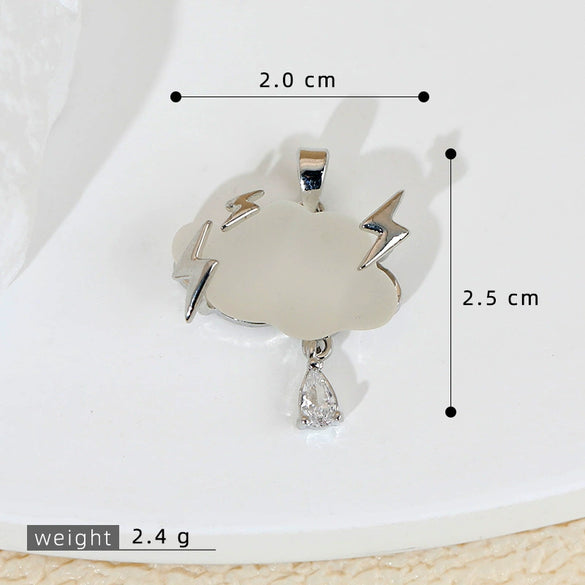 Jewelry Accessories Copper Electroplated Cartoon Lightning Raindrops Cloud Pendant Necklace Earrings Bracelet Clavicle Chain