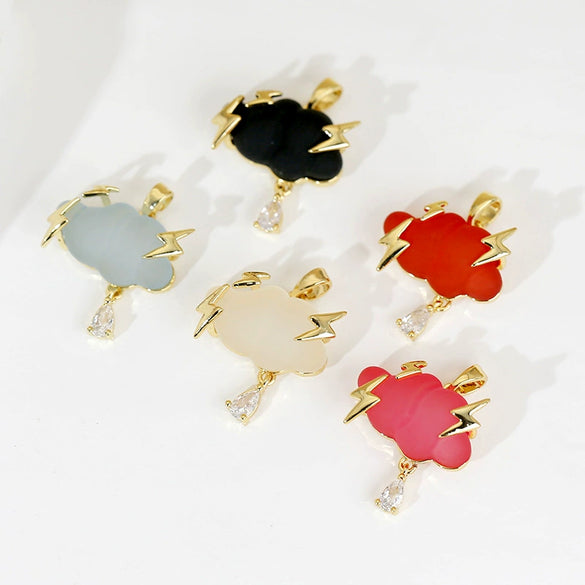 Jewelry Accessories Copper Electroplated Cartoon Lightning Raindrops Cloud Pendant Necklace Earrings Bracelet Clavicle Chain