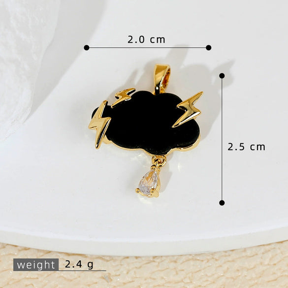 Jewelry Accessories Copper Electroplated Cartoon Lightning Raindrops Cloud Pendant Necklace Earrings Bracelet Clavicle Chain