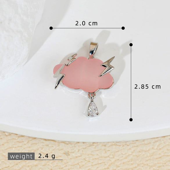 Jewelry Accessories Copper Electroplated Cartoon Lightning Raindrops Cloud Pendant Necklace Earrings Bracelet Clavicle Chain