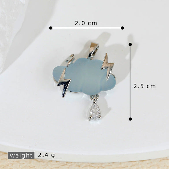 Jewelry Accessories Copper Electroplated Cartoon Lightning Raindrops Cloud Pendant Necklace Earrings Bracelet Clavicle Chain