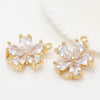 Jewelry Accessories Copper Electroplated 14K Gold Inlaid Zircon Bow And Fivepetal Flower Double Hanging Connector